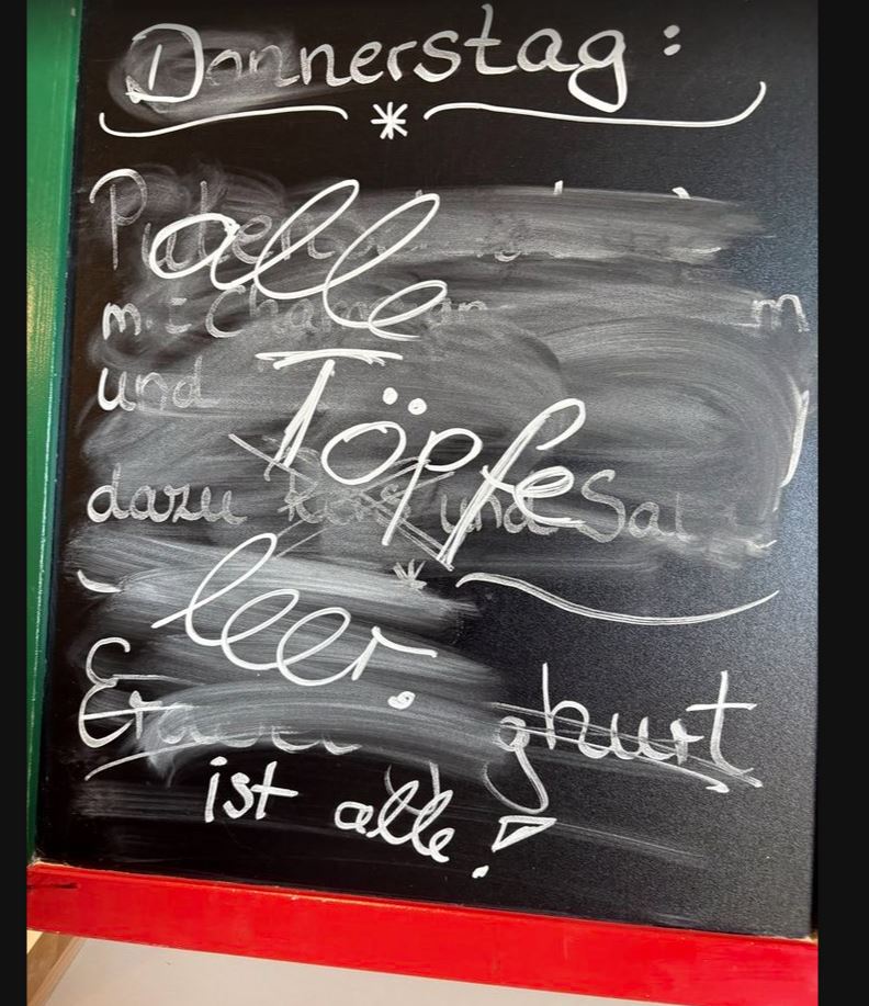 Kreidetafel zum Essen